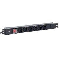 Блок PDU TERACOM 19дюйм 1U 16А/250В 6 роз. Schuko с выключат. шнур 2м 3х1.5кв.мм вилка Schuko корпус пластик черн. EKF TRC-HPD-LS-16A-6SH-2MSH