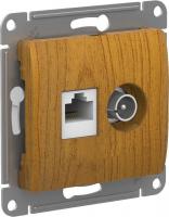 Механизм розетки компьютерной + TV 2-м Glossa RJ45 кат.5E + TV дерево дуб SchE GSL000589