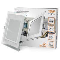 Светильник светодиодный Glass 18Вт 3000К IP20 1390лм 220-240В ДВО квадрат с декоративн. стеклом бел. GAUSS 948111118