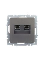 Розетка компьютерная двойн. СП RJ45 кат.5E BRITE РК10-2-БрС механизм сталь IEK BR-K20-1-K46