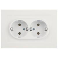 Розетка 2-м СП Accent 6-205-01М 16А IP20 250В 2P+E Schuko AL/CU бел. матов. Intro Б0063487