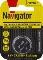 Элемент питания литиевый CR2025 93 822 NBT-CR2025-BP1 (блист.1шт) NAVIGATOR 93822