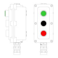 Пост управления взрывонепроницаемый из алюминия LCSD-03-B-MB-L1G(220)x1-P1B(11)x1-P1R(11)x1-PBMB-KA2MHK DKC LCSD21000105