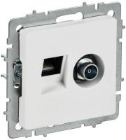 Розетка 2-м BRITE РТВ/РК12-БрАБ TV+RJ45 кат.5E механизм арктич. бел. IEK BR-AK20-1-K91