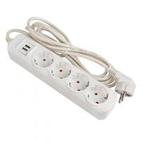 Удлинитель 4х5м 16А "Эксперт" 3.5кВт с 2 USB 2.1А ПВС 3х1 EKF UBA16-2USB-4-05i