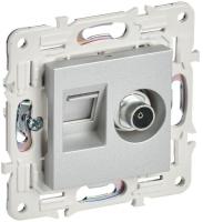 Розетка двойная TV+RJ45 кат.5E SKANDY SK-A14S серебр. IEK SK-AK20-1-K23
