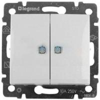 Выключатель 2-кл. СП Valena 10А IP20 с индикацией механизм бел. (DIY-упак.) Leg 694278
