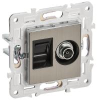 Розетка двойная TV+RJ45 кат.6E SKANDY SK-A15N никель IEK SK-AK20-2-K50