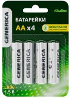 Элемент питания алкалиновый AA/LR6 Alkaline (блист.4шт) GENERICA ABT-LR06-ST-L04-G