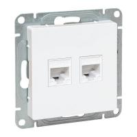 Розетка компьютерная 2-м СП Эпика RJ45 кат.5 механизм бел. EKF UP1-SOW-2RJ45-5