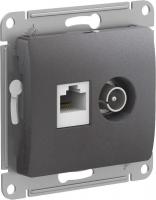 Механизм розетки компьютерной + TV 2-м Glossa RJ45 кат.5E + TV графит SchE GSL001389