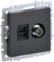 Розетка компьютерная + телевизионная 2-м BRITE РТВ/РК12-БрГ RJ45 кат.5E + TV механизм графит IEK BR-AK20-1-K53