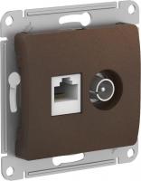 Механизм розетки компьютерной + TV 2-м Glossa RJ45 кат.5E + TV шоколад SchE GSL000889