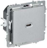 Розетка СП BRITE USB C 65Вт высокоскор. заряд. РЮ12-1-БрА алюм. IEK BR-U13-065-K47