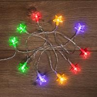 Гирлянда светодиодная "Звездочки" 1.5м 10LED мультиколор провод прозр. 2хAA (батарейки не в комплекте) Neon-Night 303-090