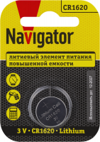 Элемент питания литиевый CR1620 93 827 NBT-CR1620-BP1 (блист.1шт) NAVIGATOR 93827