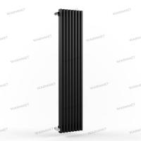 Стальной вертикальный радиатор отопления Warmmet Luxe 60V длина 1250 мм секций 8 цвет черный тип подключения: нижнее левое