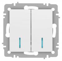 Выключатель 2-кл. СП Accent 6-105-01М 10А IP20 250В с подсветкой AL/CU бел. матов. Intro Б0063507