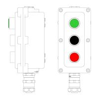 Пост управления взрывонепроницаемый из алюминия LCSD-03-B-MB-L1G(220)x1-P1B(11)x1-P1R(11)x1-PBMB-ANP15BMB DKC LCSD21000121