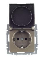 Розетка BRITE РСбш10-3-44-БрШ 16А IP44 с заземл. защ. шторки с крышкой механизм шампань IEK BR-R16-16-44-K37