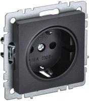Розетка BRITE РС14-1-0-БрЧ 16А с заземл. защ. шторки механизм черн. IEK BR-R14-16-K02