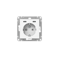 Розетка СП Эпика 16А с 2 USB-C с заземл. защ. шторки механизм бел. EKF UP1-SOW-111-2USBC