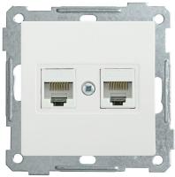 Розетка компьютерная 2-м СП Bolero РК10-2-Б RJ45 кат.5E механизм бел. IEK EKB25-K01