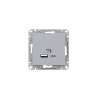 Розетка СП Эпика USB-A+С механизм алюм. EKF UP1-SOA-USBA+USBC