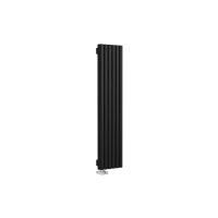 Стальной вертикальный радиатор отопления Warmmet Luxe 60V длина 1250 мм секций 6 цвет черный тип подключения: нижнее левое