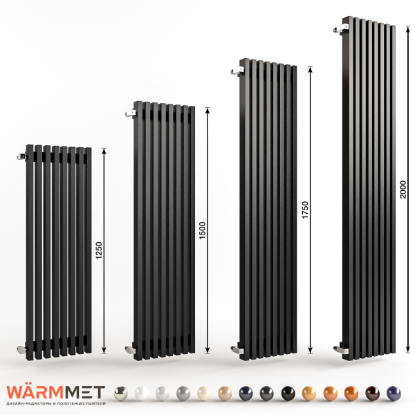 Стальной вертикальный радиатор отопления Warmmet Luxe 60V длина 750 мм секций 4 цвет белый  тип подключения: нижнее левое