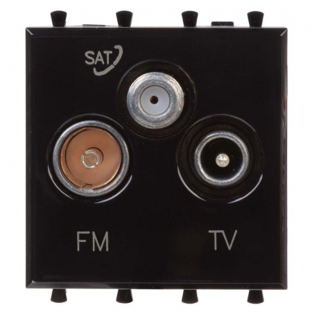 Розетка TV-FM-SAT 2мод. 16А Avanti "Черный квадрат" DKC 4402532