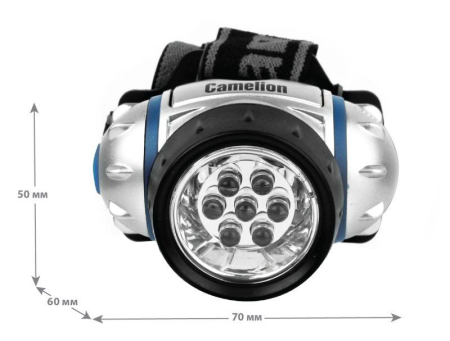 Фонарь налобный LED5310-7F3 (7LED 3 режима; 3хR03 в комплекте; метал.) Camelion 7534