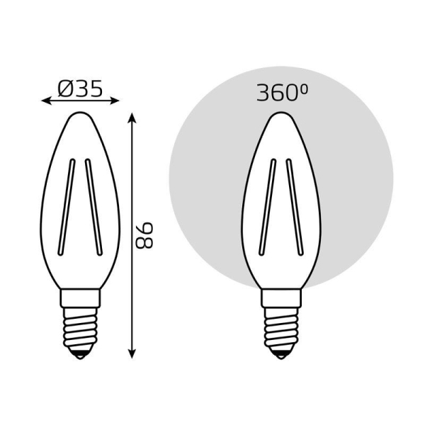 Лампа светодиодная филаментная Black Filament 9Вт свеча 2700К тепл. бел. E14 680лм GAUSS 103801109