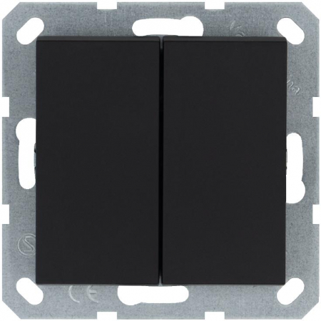 Кнопка 2-кл. 10А IP20 с переключающим контактом механизм черн. матов. soft touch Jasmart G3020PB