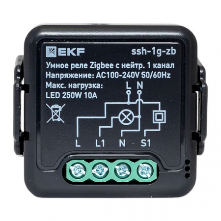 Реле умное в подрозетник 1-канальное Zigbee Connect Select с нейтралью EKF ssh-1g-zb