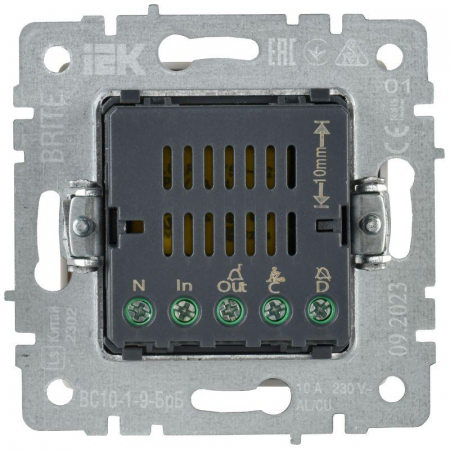 Кнопка звонка BRITE 10А ВС10-1-9-БрБ для отелей с индик. механизм бел. IEK BR-V14-2-10-K01