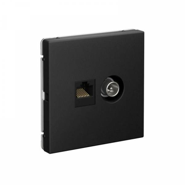 Розетка компьютерная + телевизионная 2-м ArtGallery RJ45 + TV кат.5E карбон SE GAL001089
