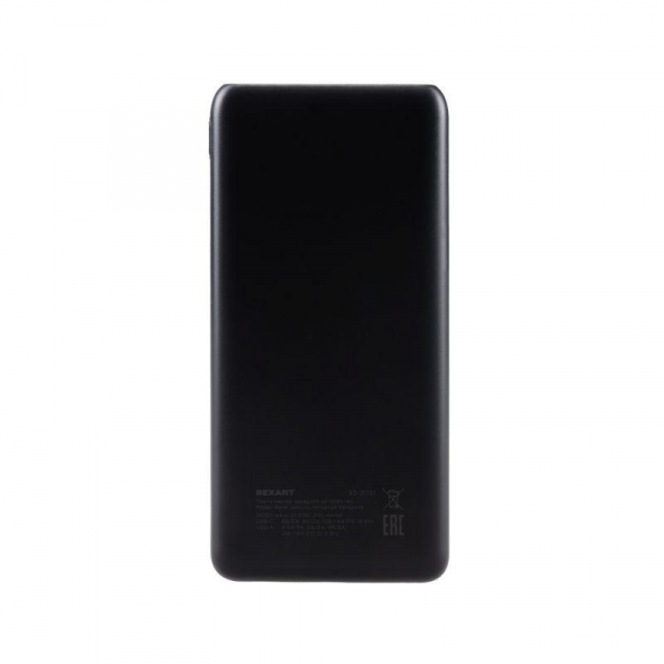 Устройство зарядное портативное Power Bank (аккумуляторная батарея) 10000мА.ч с Quick Charge и Power Delivery черн. Rexant 30-2051