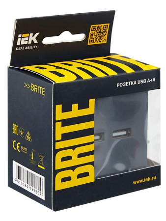 Розетка BRITE USB A+A 3.1А РЮ10-1-БрМ механизм маренго IEK BR-U21-D31-K35