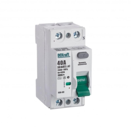 Выключатель дифференциального тока (УЗО) 2п 40А 30мА тип AC 6кА УЗО-03 SchE 14056DEK