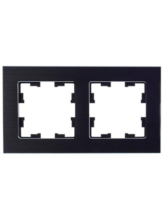 Рамка 2-м BRITE РУ-2-1-БрЧ металл черн. IEK BR-M22-M-K02