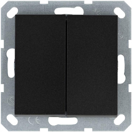 Кнопка 2-кл. 10А IP20 с переключающим контактом механизм антрацит Jasmart G3020B