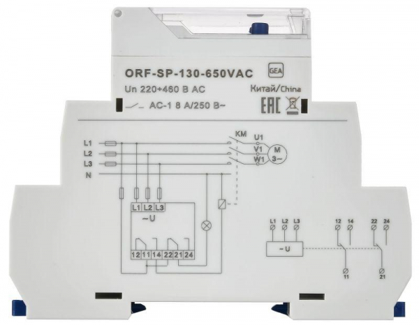 Реле фаз ORF-SP 3ф. 2 конт. 130-650В AC ONI ORF-SP-130-650VAC