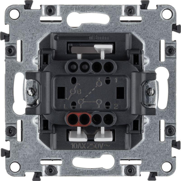 Механизм переключателя 1-кл. СП Valena Life 10А IP20 250В 10AX с лиц. панелью безвинт. зажимы бел. Leg 752406