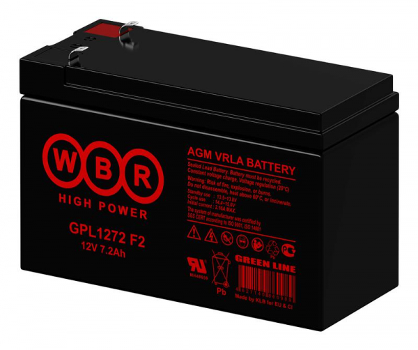 Аккумулятор 12В 7.2А.ч WBR GPL1272 F2 WBR