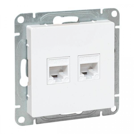 Розетка компьютерная 2-м СП Эпика RJ45 кат.5 механизм бел. EKF UP1-SOW-2RJ45-5
