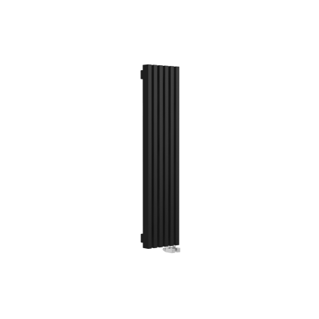 Стальной вертикальный радиатор отопления Warmmet Luxe 60V длина 1250 мм секций 6 цвет черный тип подключения: нижнее правое