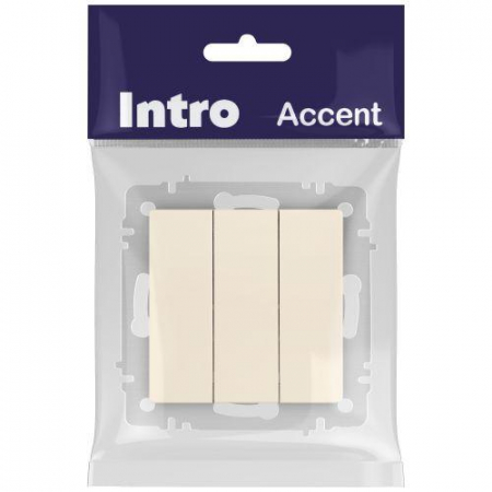 Выключатель 3-кл. СП Accent 6-106-02 10А IP20 250В AL/CU сл.кость Intro Б0063534