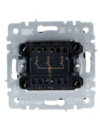 Выключатель 3-кл. СП BRITE ВС10-3-0-БрМ 10А механизм маренго IEK BR-V30-0-10-K35