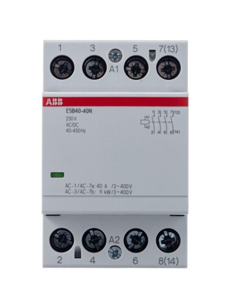 Контактор ESB40-40N-06 модульный (40А АС-1 4НО) катушка 230В AC/DC ABB 1SAE341111R0640